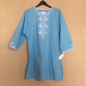 💙OSCAR DE LA RENTA💙MEDITERRANEAN CHAMBRAY CAFTAN